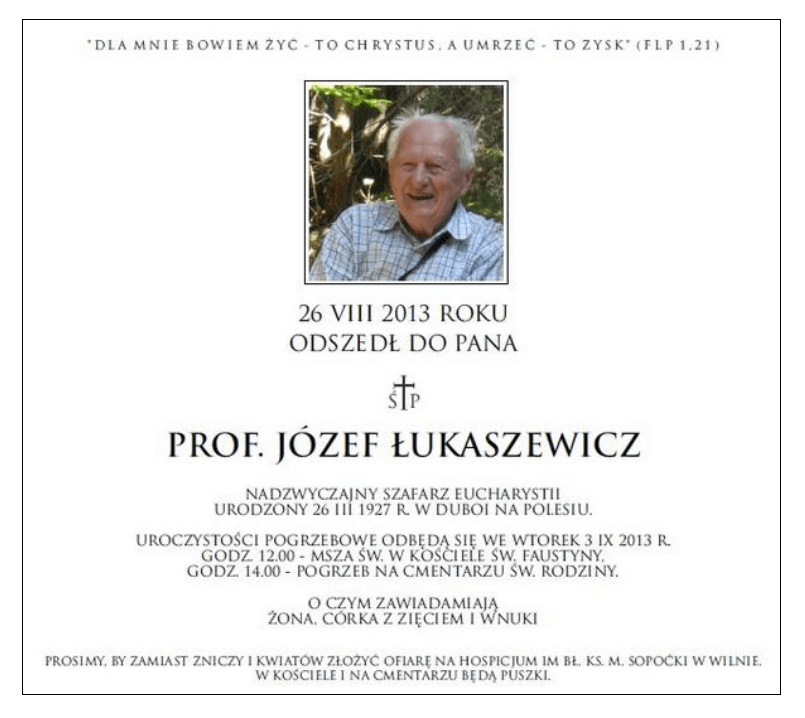 klepsydra prof. Józef Łukaszewicz